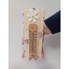 Termometro in legno decorato e realizzato a mano